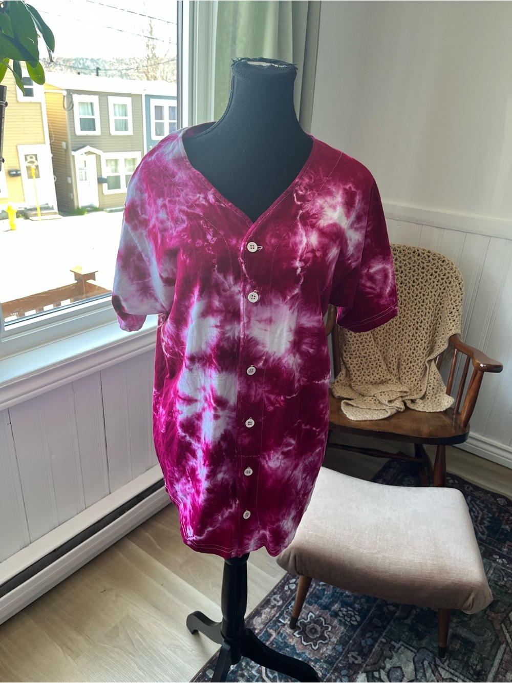 Vintage 1990s Augusta Tie-Dye Button Front Shirt cardigan M made USA